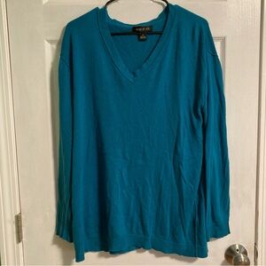 August Silk Teal V-neck sweater